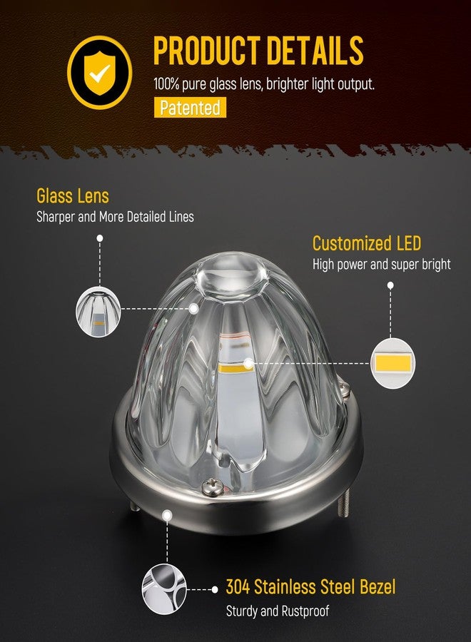 Partsam 2Pcs Dual Color Amber/Purple LED Glass Lens Watermelon Lights [Patented], Turn Signal Marker Lights with Stainless Steel Bezel Compatible with Kenworth Peterbilt Freightliner - Image 4