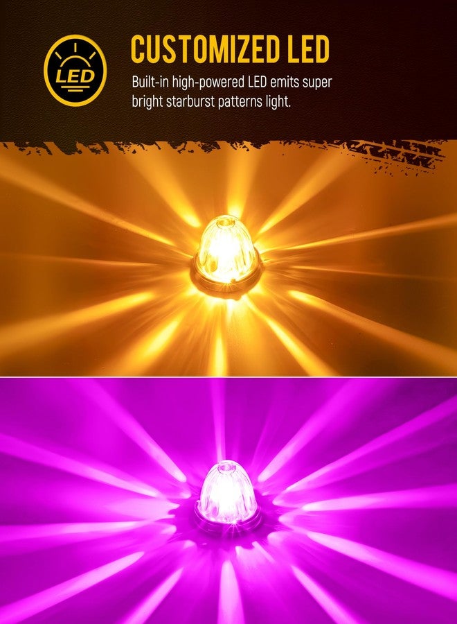 Partsam 2Pcs Dual Color Amber/Purple LED Glass Lens Watermelon Lights [Patented], Turn Signal Marker Lights with Stainless Steel Bezel Compatible with Kenworth Peterbilt Freightliner - Image 2