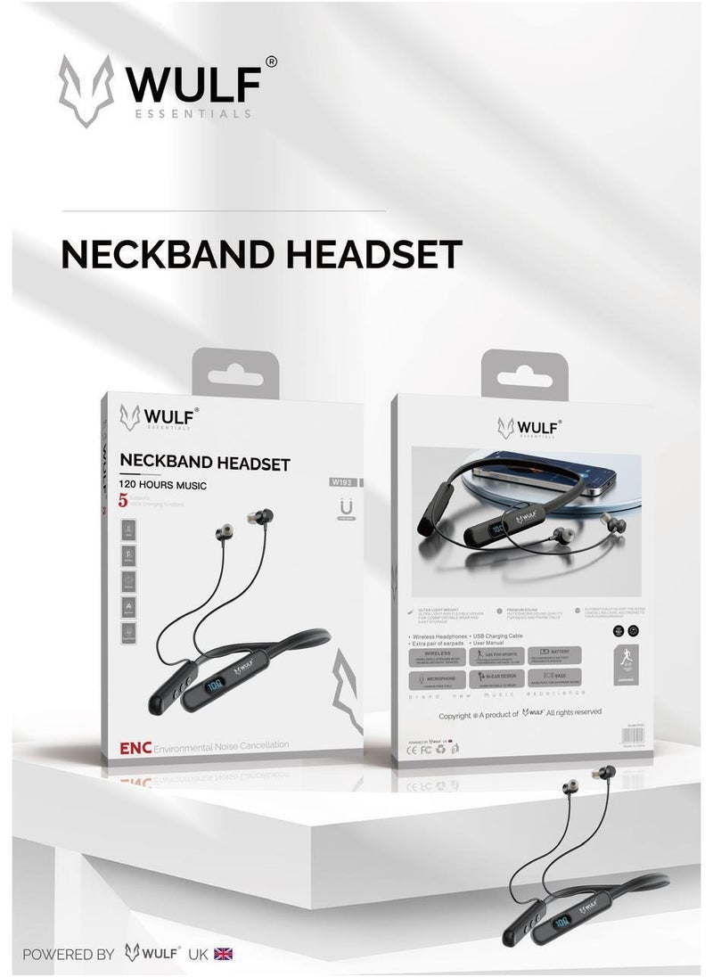 Wulf Essentials WULF W193 Wireless Neckband – 120H Playtime | Deep Bass | Magnetic Earbuds 5 Support voice changing functions ( Uncle, Goddess, Children, Monster, Donald duck ) ENC 