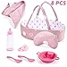 Enjoyin 8 Pcs Baby Doll Accessories Set Includes Feeding Bottle Pacifier Blanket Pillow Tablewares and Bassinet Carrier for 9 to 12 Dolls - Image 4