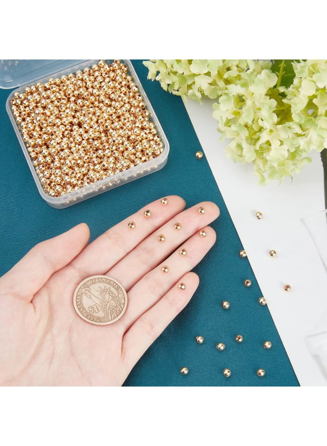 1000 قطعة 4 مم خرز نحاسي دائري مطلي بالذهب لصنع المجوهرات بنفسك