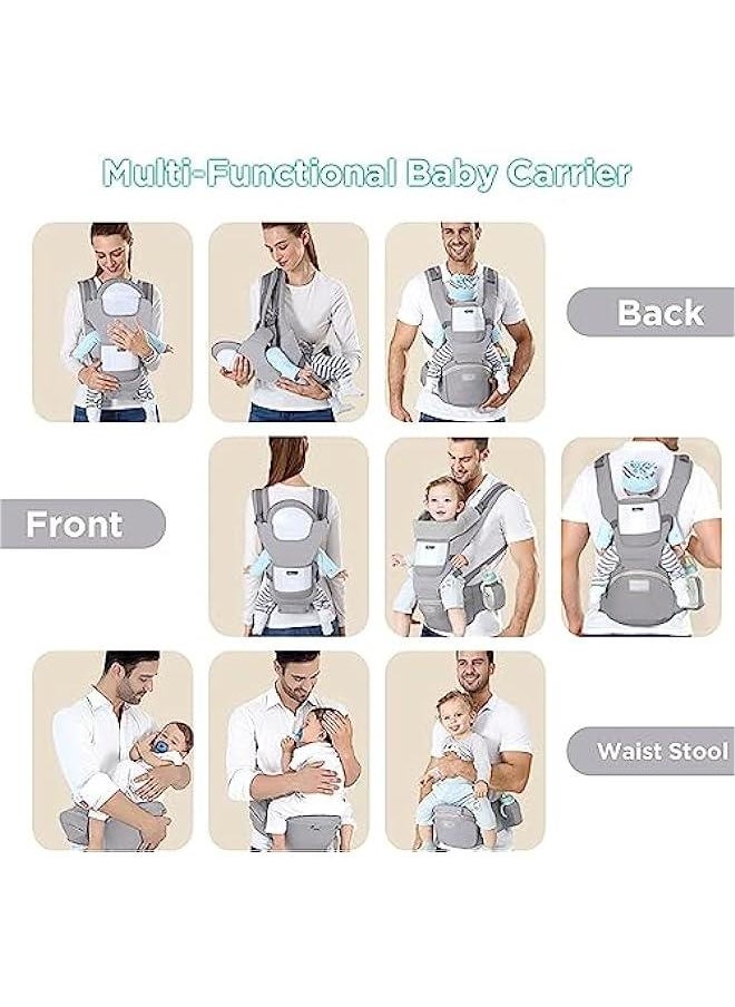 Gonice DEAL HUNT 6 in 1 Baby Carrier Hip Seat, Multifunctional Baby Strap Waist Carrier for walking, Shopping, Trip, Hiking - Adjustable Size & Suitable for 0-36 Months Baby with Gift Box Packaging (Grey)  - Image 2