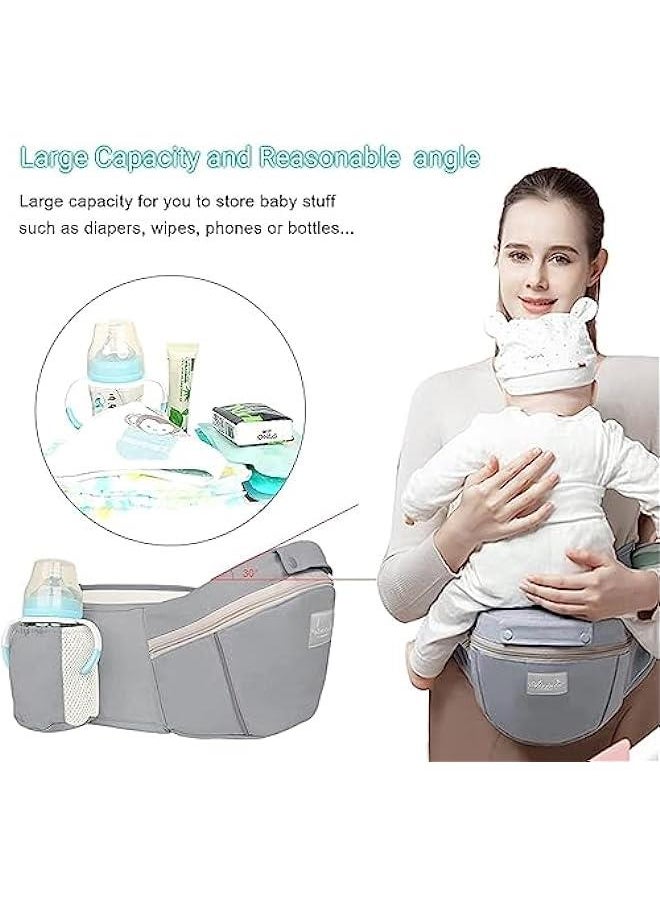 Gonice DEAL HUNT 6 in 1 Baby Carrier Hip Seat, Multifunctional Baby Strap Waist Carrier for walking, Shopping, Trip, Hiking - Adjustable Size & Suitable for 0-36 Months Baby with Gift Box Packaging (Grey)  - Image 4