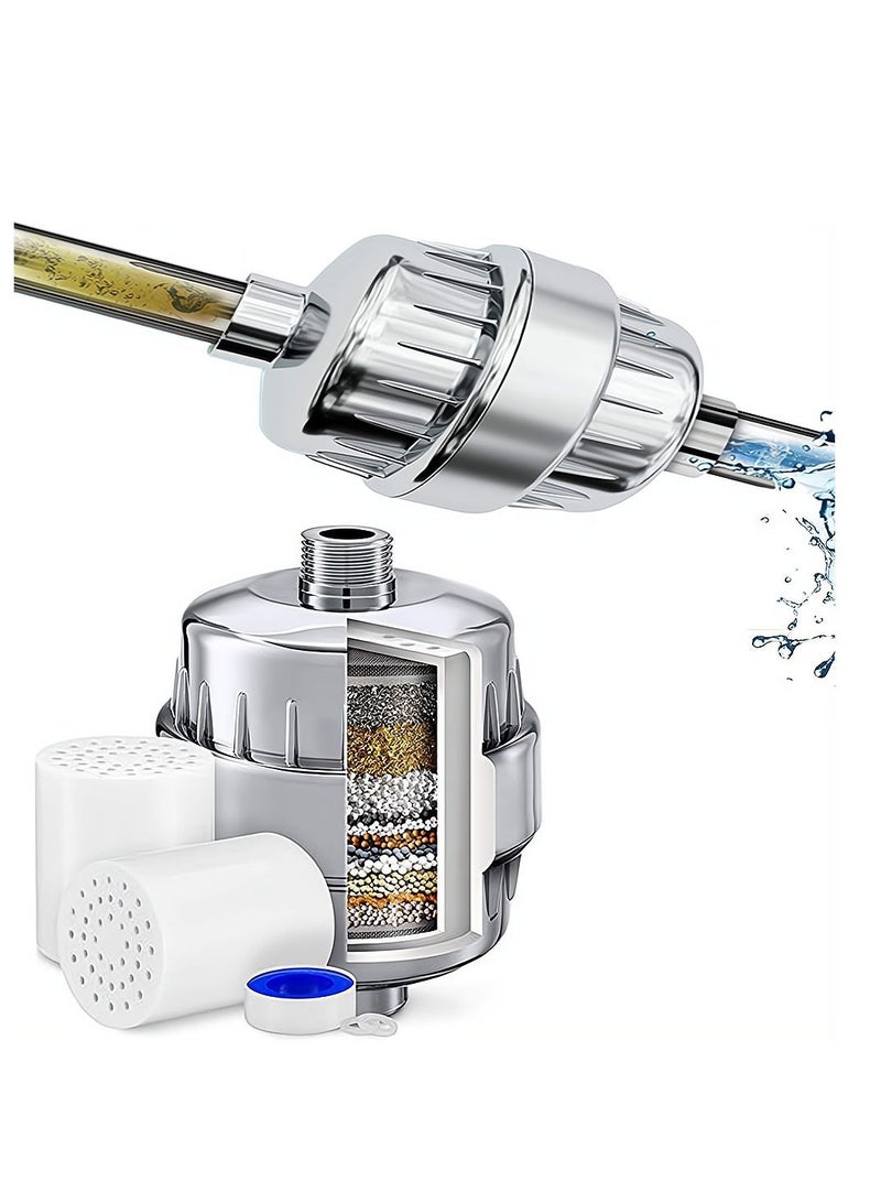 15 Stage Shower Filter Head with Vitamin C Water Softener Reduces Dry Itchy Skin for Hard High Output to Remove Chlorine Heavy Metals and Other Sediments - Image 1