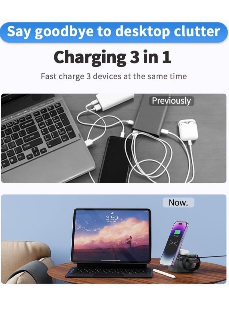 JAJEEK "3-in-1 Cube with MagSafe - 15W Fast Charging Foldable Wireless Charger for iPhone, Apple Watch, and AirPods Pro" - Image 1