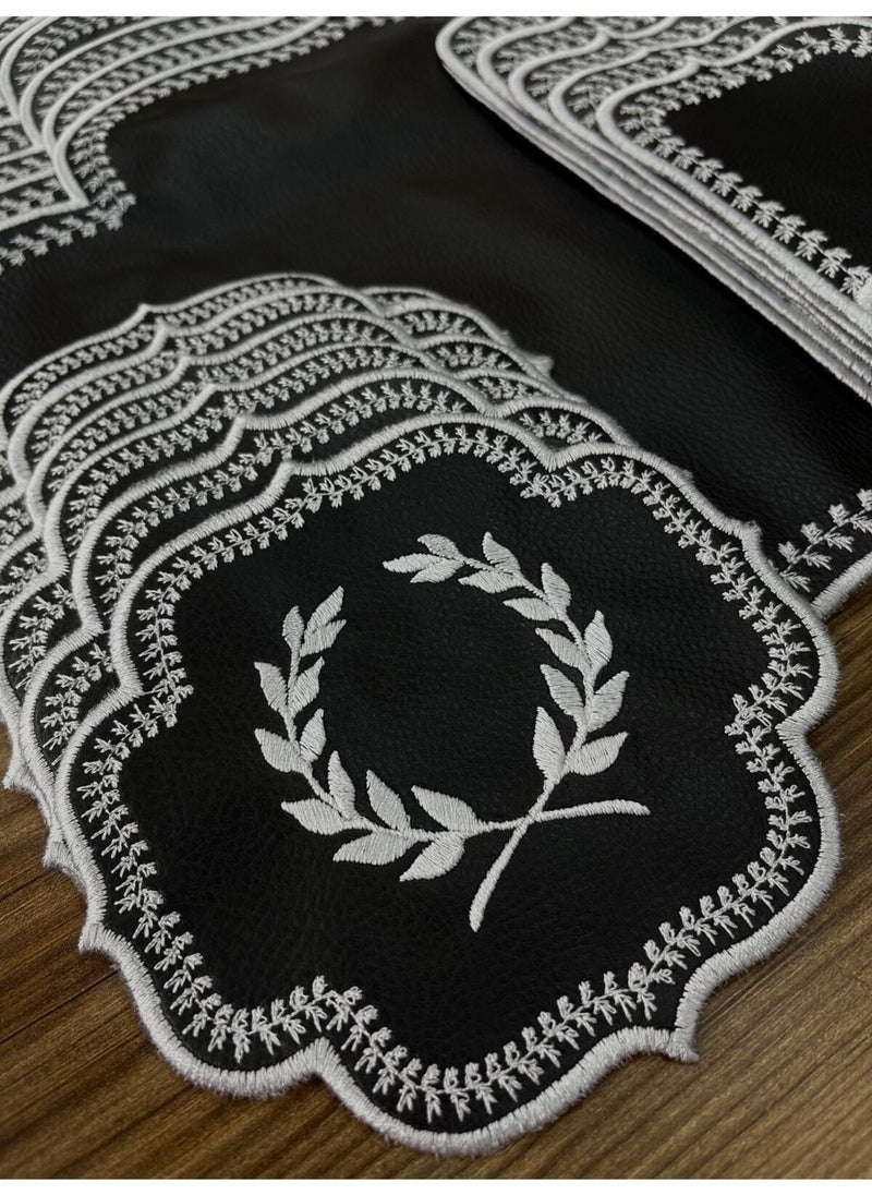 Başak Black Silver 12 Person 37 Piece Tablecloth Embroidered Leather Runner Set Dinner Presentation Set - pzsku/ZFDB96E39EA6CA4340F75Z/45/_/1740631572/0ba5c1c4-b5d0-451e-b633-0687f91c8542