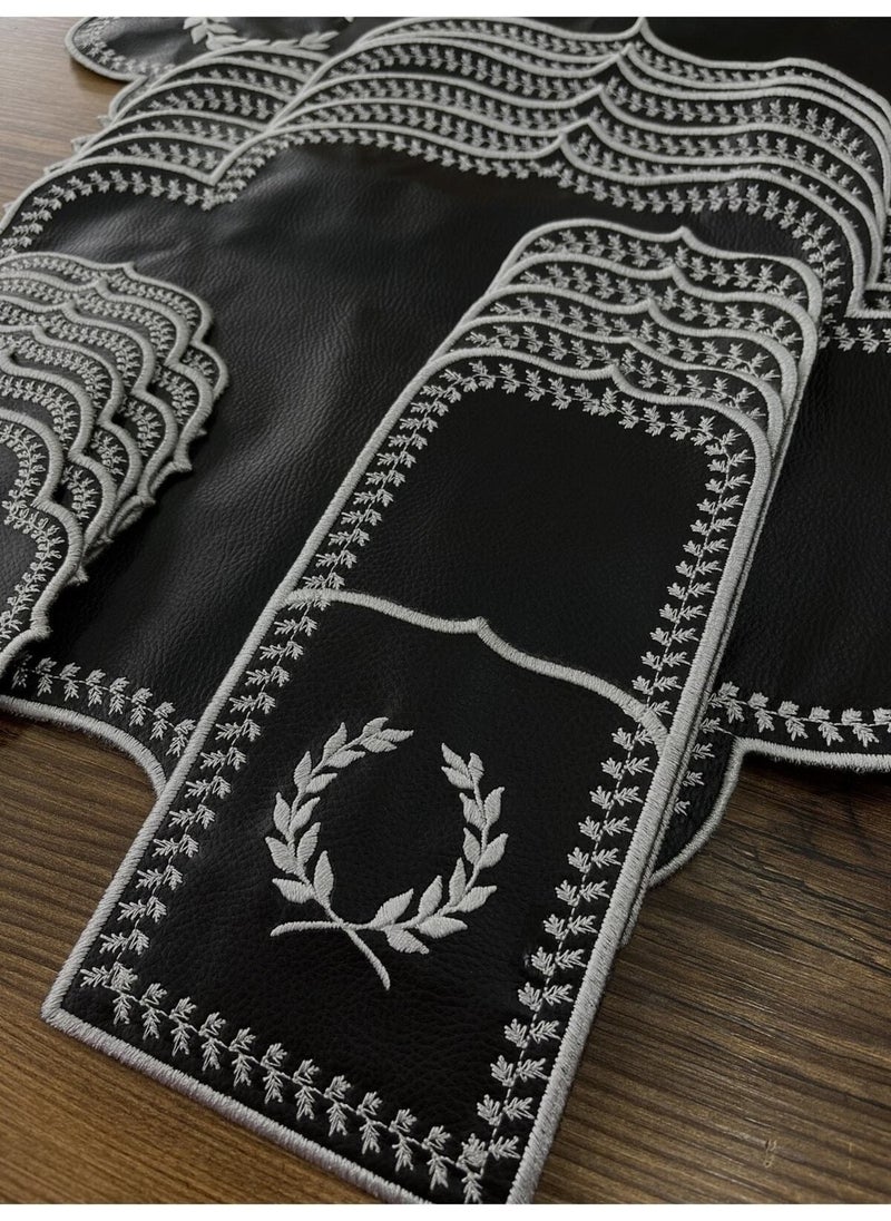 Başak Black Silver 12 Person 37 Piece Tablecloth Embroidered Leather Runner Set Dinner Presentation Set - pzsku/ZFDB96E39EA6CA4340F75Z/45/_/1740631691/f99a23b4-2c24-44a9-9417-8b8dc4a7d2e1