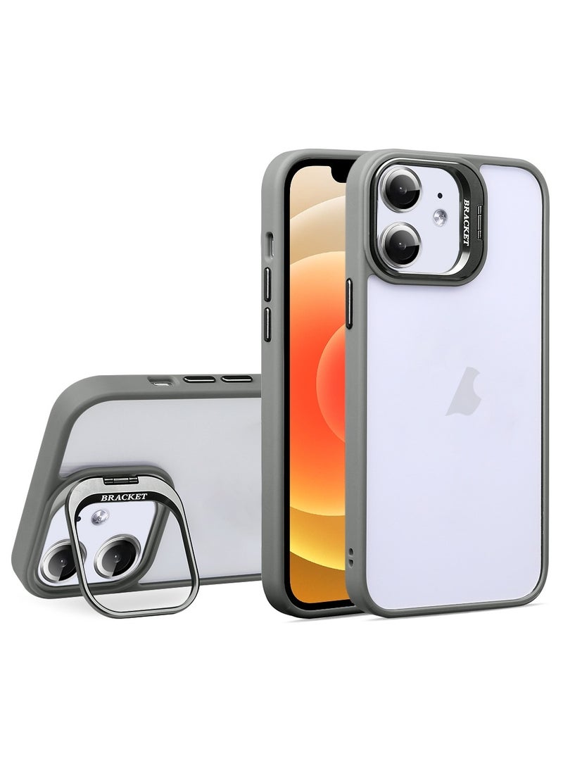 Luxury Invisible Folding Holder Holder Stand Phone Case For IPhone 11 Case With Lens Film Ring Metal Bracket Soft Bumper Clear Hard Back Cover (Grey)  - Image 1