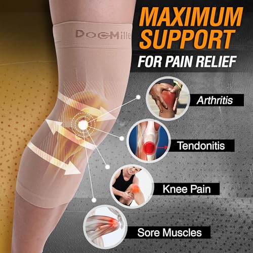 Doc Miller 2 Pack Knee Compression Sleeve Brace for Men & Women - Best Support for Gym Workout, Running, Sports, ACL, Meniscus Tear, Arthritis, Joint Pain Relief & Injury Recovery - Image 5