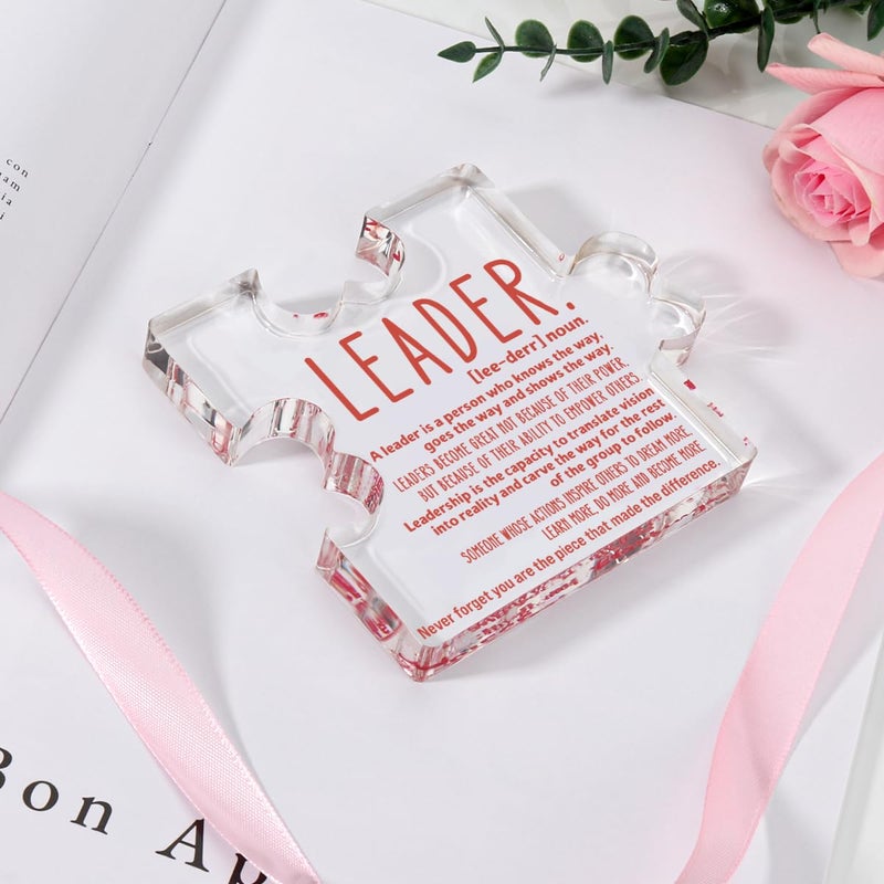 TuSuQing Thank You Gifts for Leader Boss Mentor Supervisor Retirement Leaving Coworker Farewell Promotion Celebration Birthday Work Office Gift Great Leader Irregular Acrylic Decorative Table Signs - Image 2