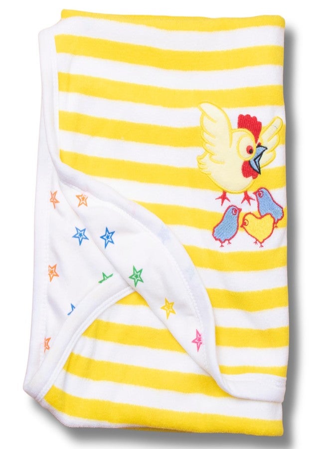 Tinycare Cotton Bath Towel for New Born, Extra Soft Terry Fabric Printed Towel for Kids/Toddler/Infants, Quick Absorbent, Reusable Napkins Bathing Towels (72 x 72 cm, Yellow)_Pack of 1 - Image 1