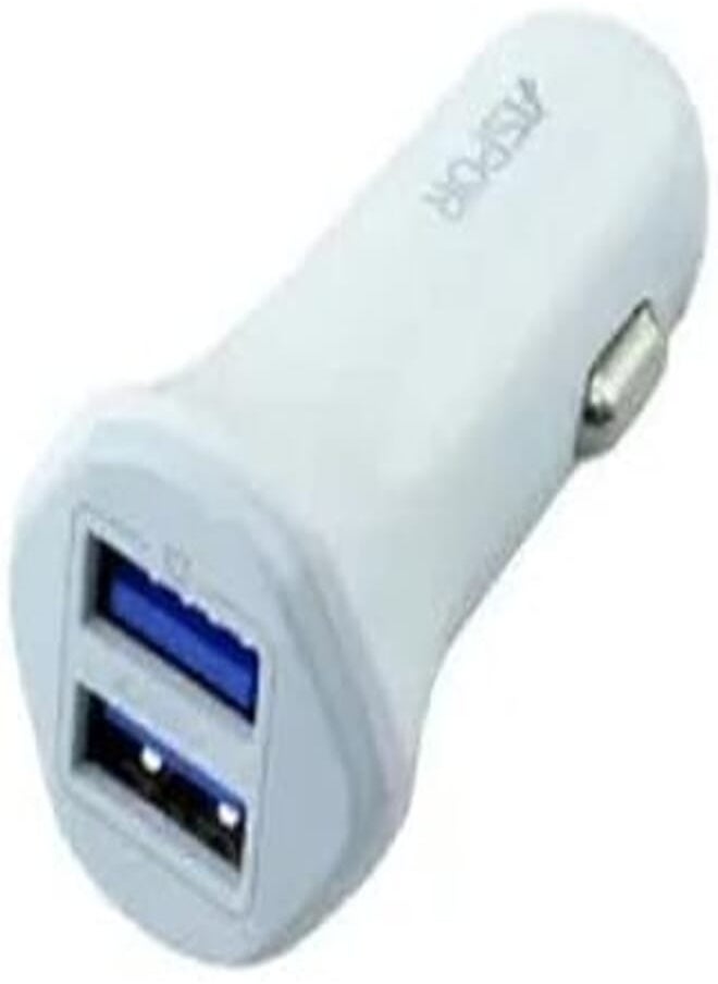 Aspor ASPOR A903 3.4A 2 USB car charger,with light + Iphone cable - White 