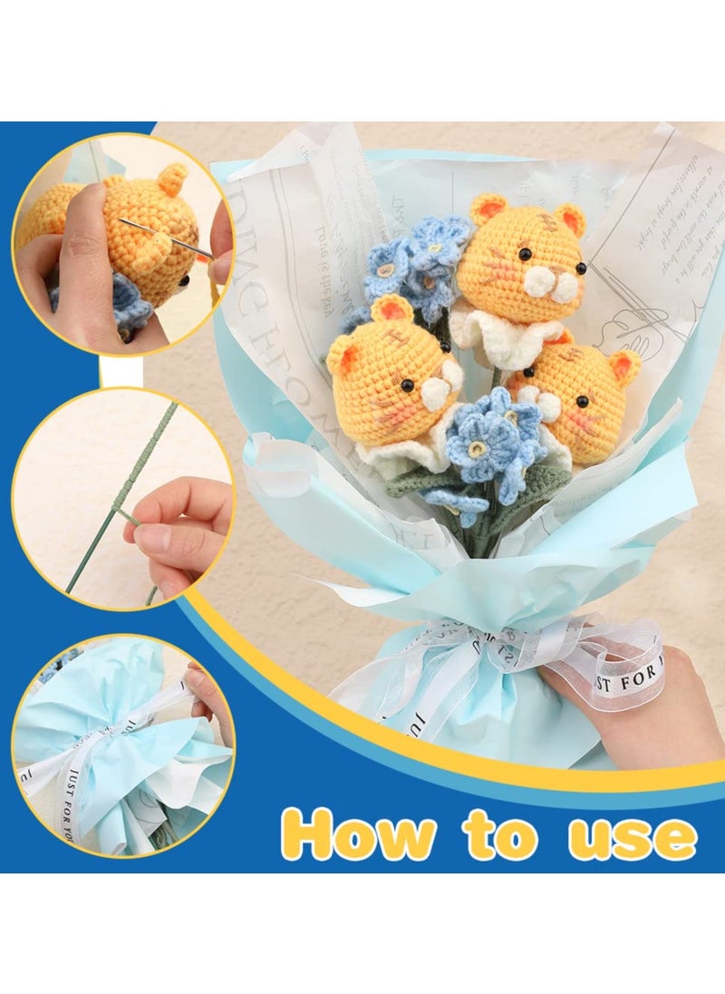Generic - Beginner Crochet Kit with Yarn and Detailed Tutorials for Adults and Kids, Perfect for Creating Beautiful Animal and Bouquet Designs - Image 1
