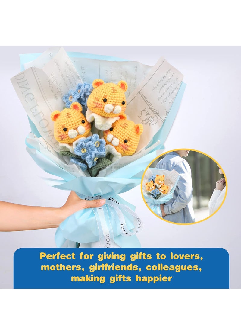 Generic - Beginner Crochet Kit with Yarn and Detailed Tutorials for Adults and Kids, Perfect for Creating Beautiful Animal and Bouquet Designs - Image 1
