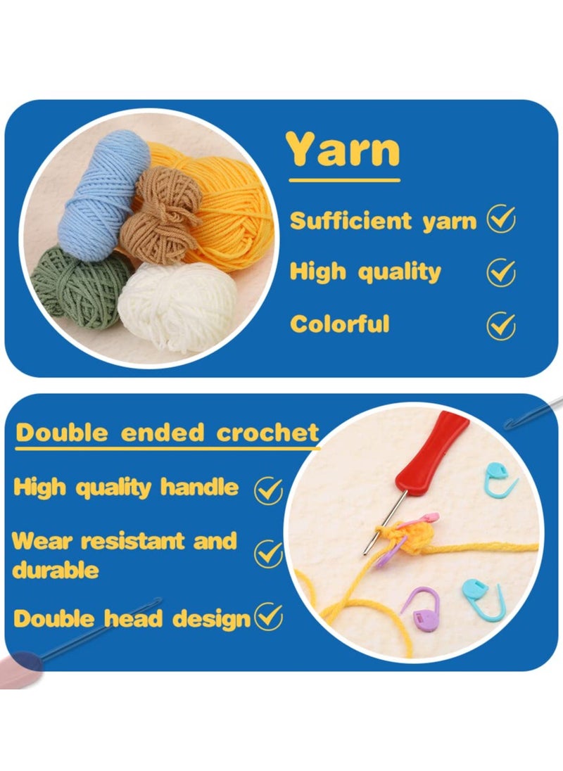 Generic - Beginner Crochet Kit with Yarn and Detailed Tutorials for Adults and Kids, Perfect for Creating Beautiful Animal and Bouquet Designs - Image 1