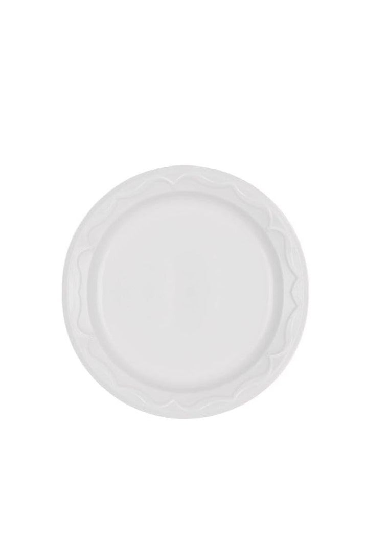 أطباق دائرية مسطحة غير قابلة للكسر للاستعمال مرة واحدة مقاس 26 سم – لون أبيض – 100 قطعة - Image 1