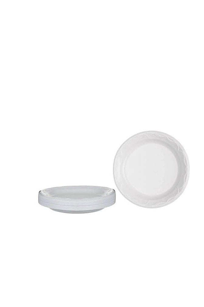 أطباق دائرية مسطحة غير قابلة للكسر للاستعمال مرة واحدة مقاس 26 سم – لون أبيض – 100 قطعة - Image 2
