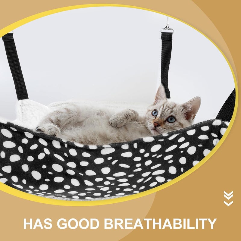 PRETYZOOM Double-Sided Breathable Pet Cat Hammock Bed 35x35cm Hanging Cat Sleeping Mat for Indoor Use Black and White Polka Dot Medium-Size Den Cushion - Image 5