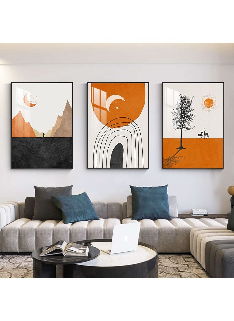 FASHION HOME 3PCS Wall Art Bright Style Minimalist Decor Modern Abstract Canvas Prints Poster Picture Framed Paintings Decorations  - Image 1