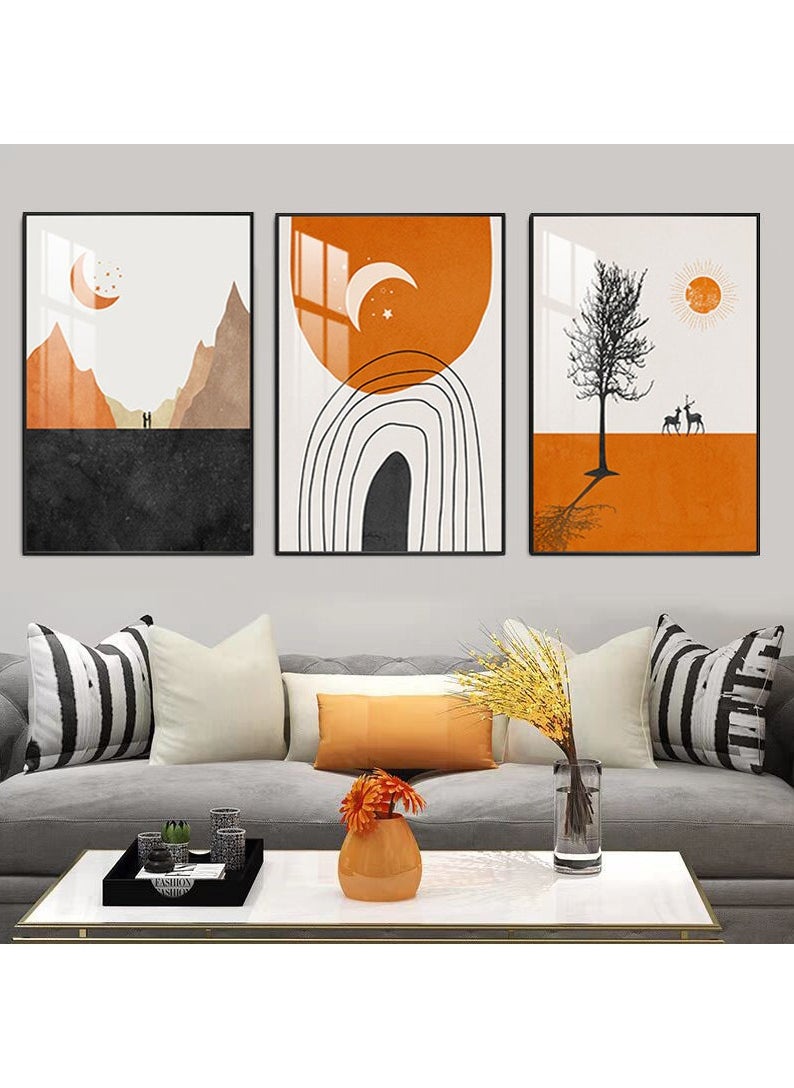 FASHION HOME 3PCS Wall Art Bright Style Minimalist Decor Modern Abstract Canvas Prints Poster Picture Framed Paintings Decorations  - Image 2