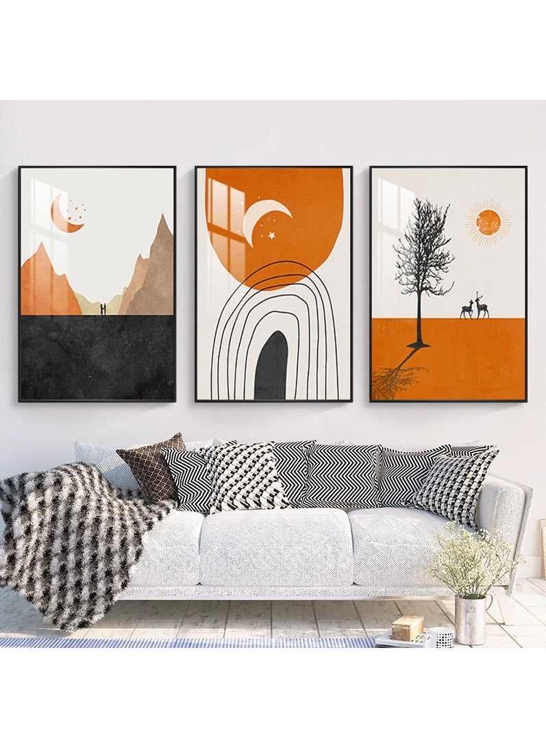 FASHION HOME 3PCS Wall Art Bright Style Minimalist Decor Modern Abstract Canvas Prints Poster Picture Framed Paintings Decorations  - Image 3
