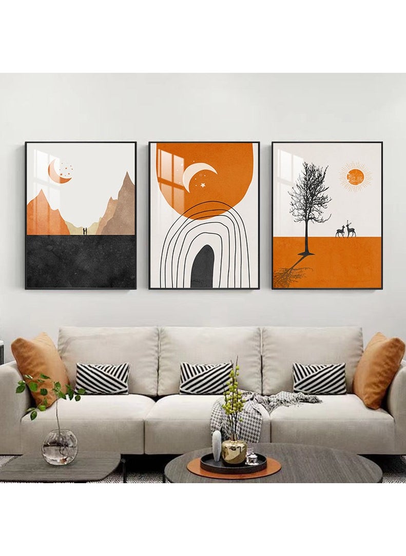 FASHION HOME 3PCS Wall Art Bright Style Minimalist Decor Modern Abstract Canvas Prints Poster Picture Framed Paintings Decorations  - Image 4