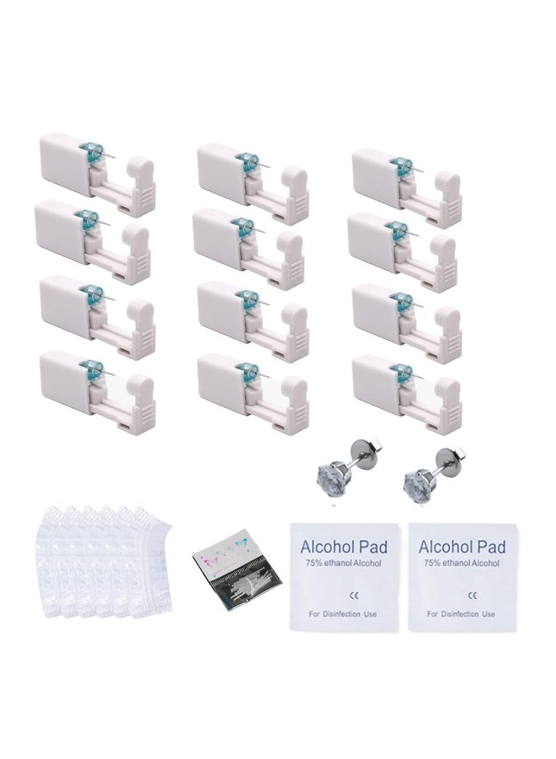 12 Pairs No Pain Ear Piercing Kit, Disposable Self Piercing Gun with 24Pcs Ear Studs & Cleaning Tools, Portable Nose Ear Piercer for Home Household Use, Safe Easy-to-Use Body Piercing Tools for Men Women（253） - Image 1