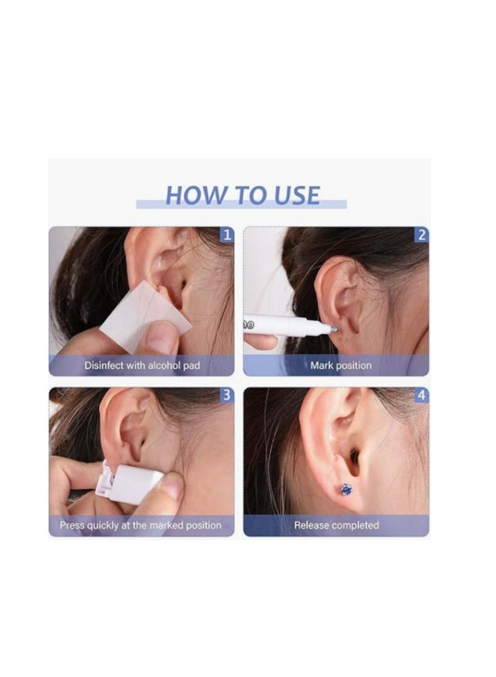 12 Pairs No Pain Ear Piercing Kit, Disposable Self Piercing Gun with 24Pcs Ear Studs & Cleaning Tools, Portable Nose Ear Piercer for Home Household Use, Safe Easy-to-Use Body Piercing Tools for Men Women（253） - Image 3