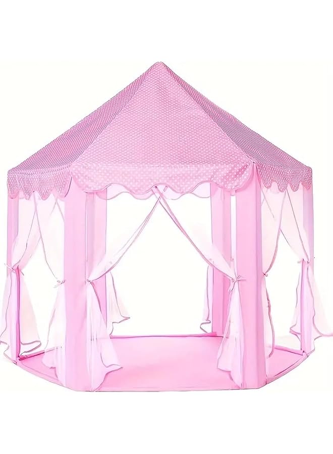 جو تو كامبس خيمة لعب على شكل قلعة الأميرة للبنات، مناسبة للاستخدام الداخلي والخارجي، مقاس 140×135×140 سم | خيمة أطفال سداسية الشكل على شكل قلعة الأميرة | خيمة لعب للأطفال، هدية عيد ميلاد للبنات - Image 1