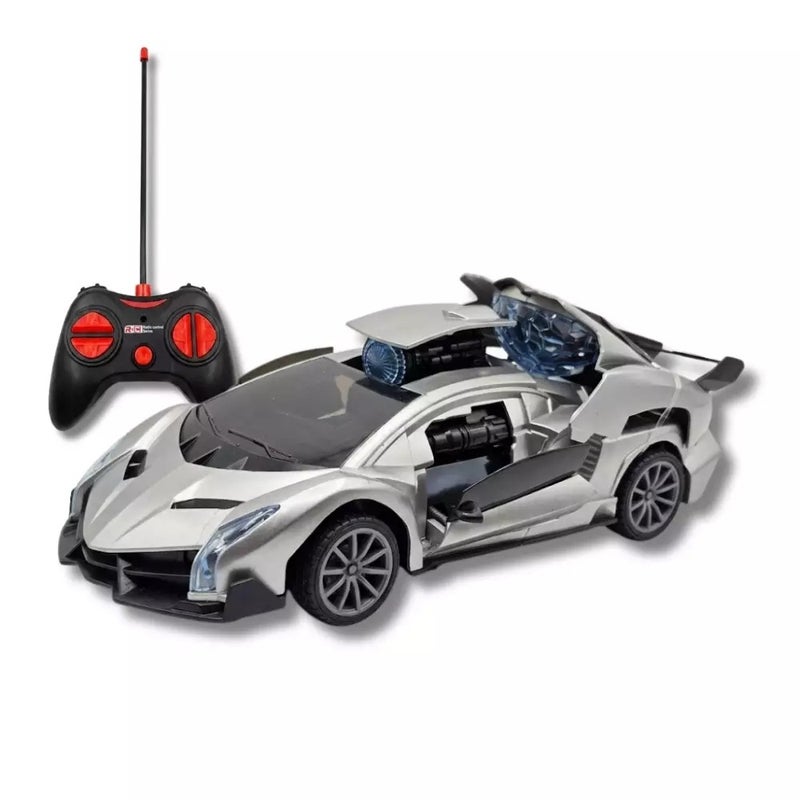 RC Lamborghini Veneno Sports Car Toy with 1:18 Scale Remote Control and One Key Switch Door- Silver