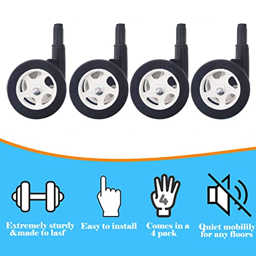 WYI Baby Walker Wheels Replacement - Set of 4, Plastic Rubber Wheels, Universal (A-Black) - Image 3