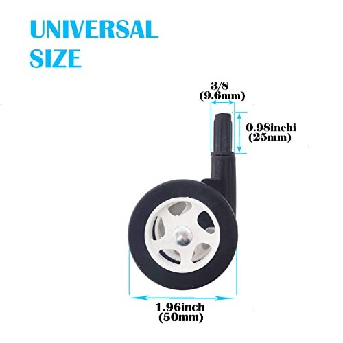 WYI Baby Walker Wheels Replacement - Set of 4, Plastic Rubber Wheels, Universal (A-Black) - Image 2