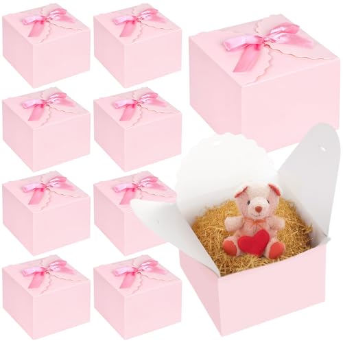 VGOODALL 10PCS Gift Boxes with Ribbon Pink Candy Box with Ribbon Paper Treat Boxes for Wedding Cookie Chocolates Small Gifts - Image 1