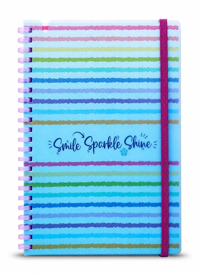 DOODLE A5 Notebook with Soft Spiral Wiro, Elastic Band Closure & Pen Holder | Beautifully Printed PP Cover | 160 Pages of Premium Ruled Paper | Perfect for School, College & Office Use - Bright Beam - Image 1
