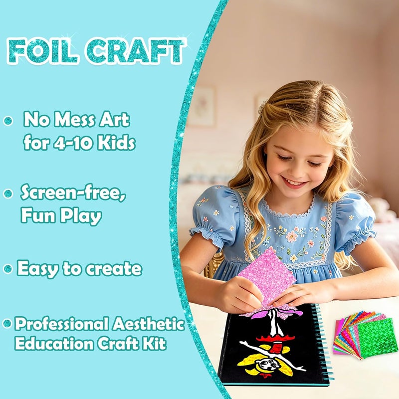 FUNNYB&G Multi-use detailed build Foil Art Kit - Foil Crafts for Kids, Toys for Girls 6-10 Years Old, No Mess Travel Essentials, Kids Toys, Girls Gifts, Birthday Gift, Coloring Books for Kids Tiered cost purchase alternatives - Image 3