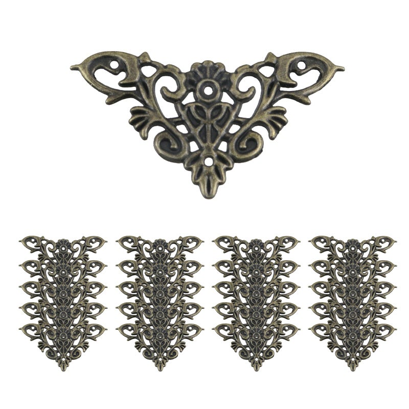 Geesatis 20 Pack Bronze Decorative Corner Cover Furniture Corner with Mounting Screws Alloy 25 X 18