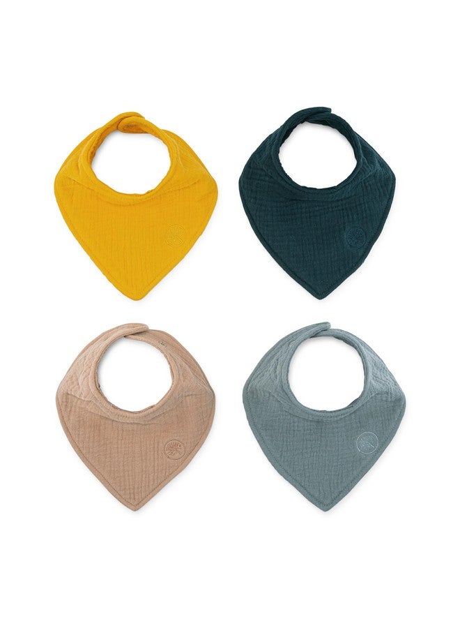 Parker Baby Co. Parker Baby Co. Muslin Bandana Drool Bibs | 100% Soft Muslin Cotton, Absorbent & Adjustable | Stylish Teething & Drooling Bibs, 4 Pack - Dune Set  - Image 1