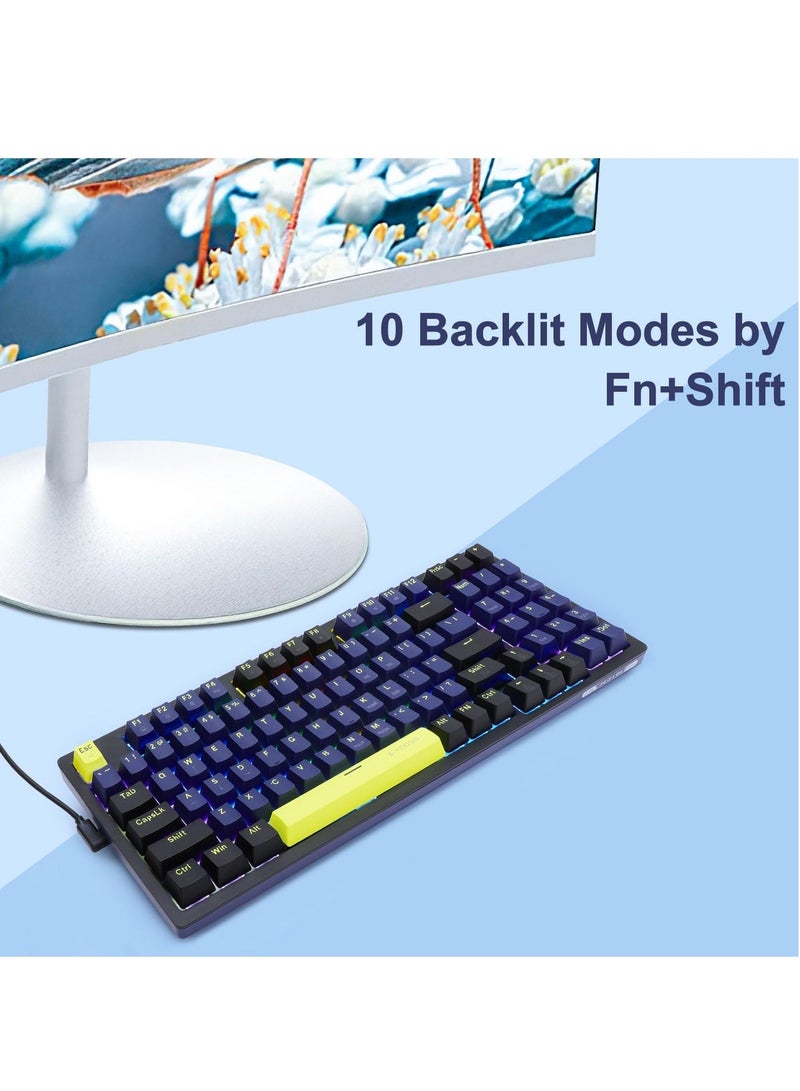 إي-يوسو لوحة مفاتيح الألعاب الميكانيكية Z-94 ، لوحة مفاتيح ألعاب RGB بإضاءة خلفية زرقاء 94 مفتاحا للمكتب والألعاب أزرق أسود - Image 5