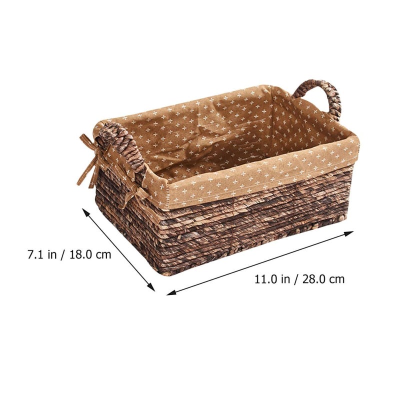 Rattan Storage Basket Organizer 28x18x12cm Small Woven Corn Husk Multifunctional Shelf Holder For Desktop - Image 3