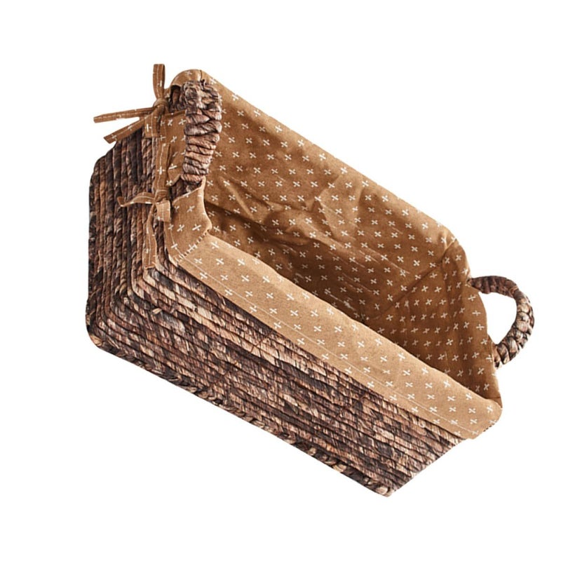 Rattan Storage Basket Organizer 28x18x12cm Small Woven Corn Husk Multifunctional Shelf Holder For Desktop - Image 2