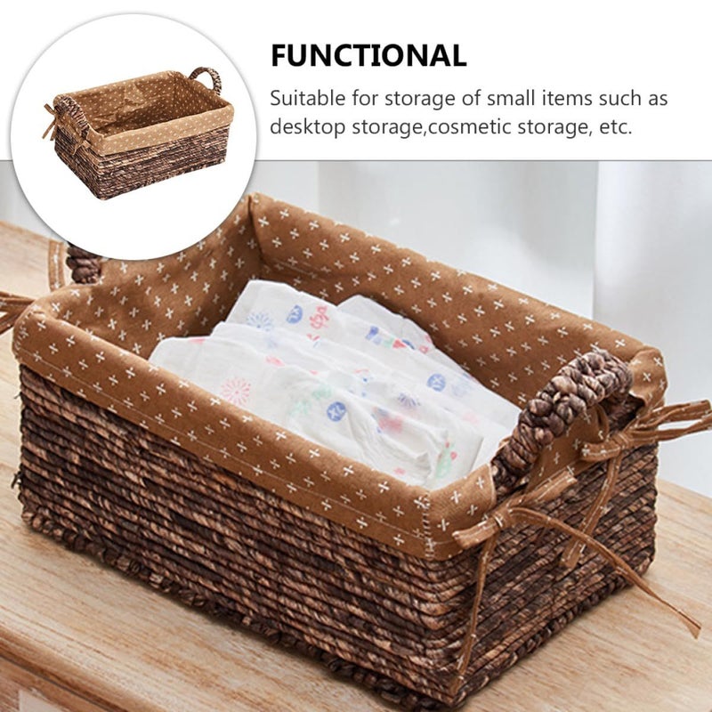 Rattan Storage Basket Organizer 28x18x12cm Small Woven Corn Husk Multifunctional Shelf Holder For Desktop - Image 4