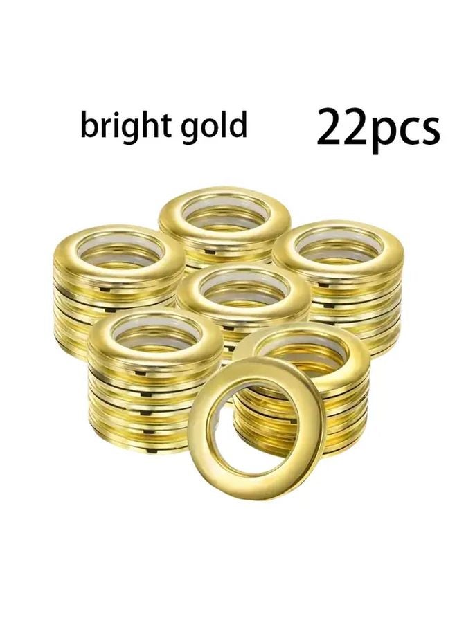 22 قطعة حلقات ستائر ذهبية لامعة للقيام بها بنفسك، حلقات رومانية نانوية عازلة للصوت للنوافذ والحمامات - Image 1