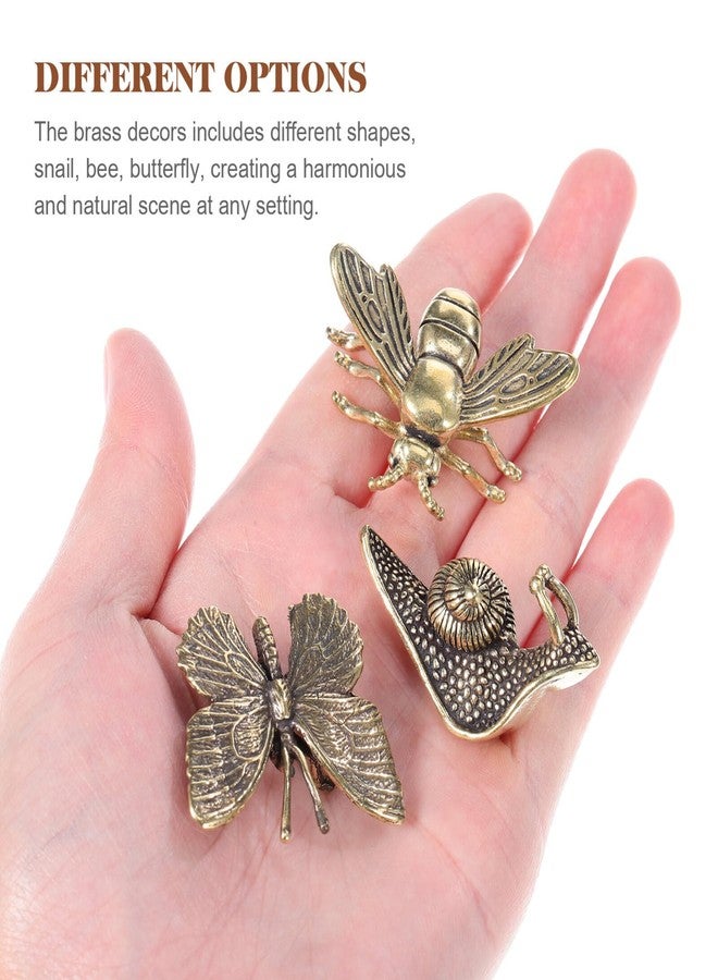 IMIKEYA Gold Animal Figurines: 3PCS Vintage Brass Bee Butterfly Snail Statues Decorative Brass Animal Ornament DIY Craft Small Metal Bee Desktop Ornament for Rustic Home Decor Wall Art - Image 4