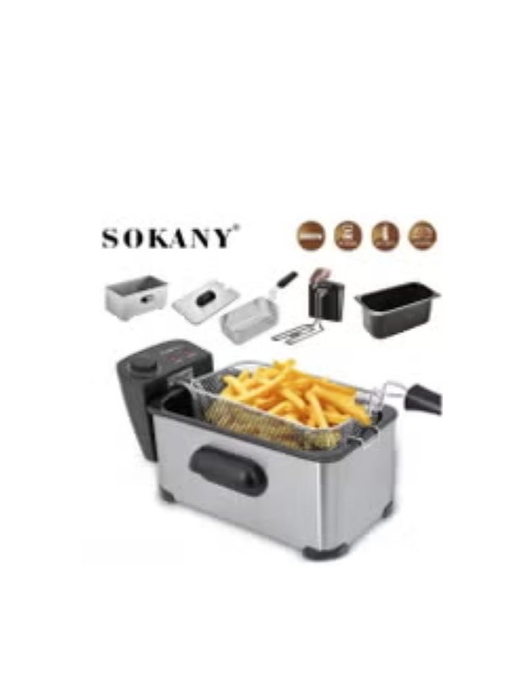 سوكاني مقلاة زيت كهربائية 3,5 لتر اقوة 2000 وات ستنالس استيل عالى الجودة لجميع انواع القلي موديل 10075 - Image 2