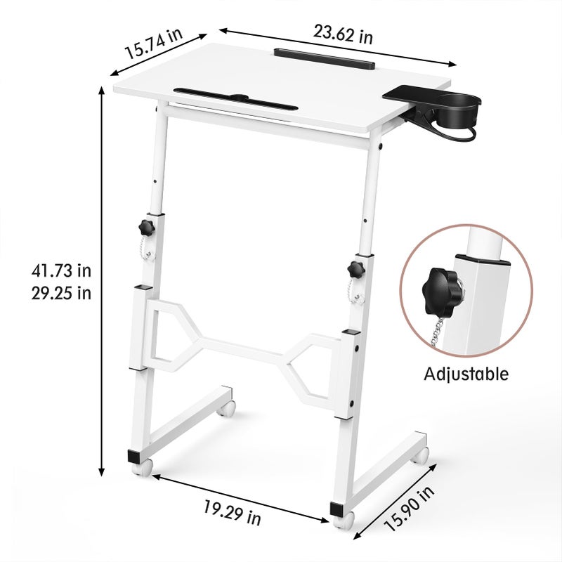 Enayplon Small Standing Desk with Wheels, Portable Treadmill Desk, Rolling Desk Adjustable Height for Laptop, Mobile Standing Table for Walking Pad, Bedside Table - Image 5