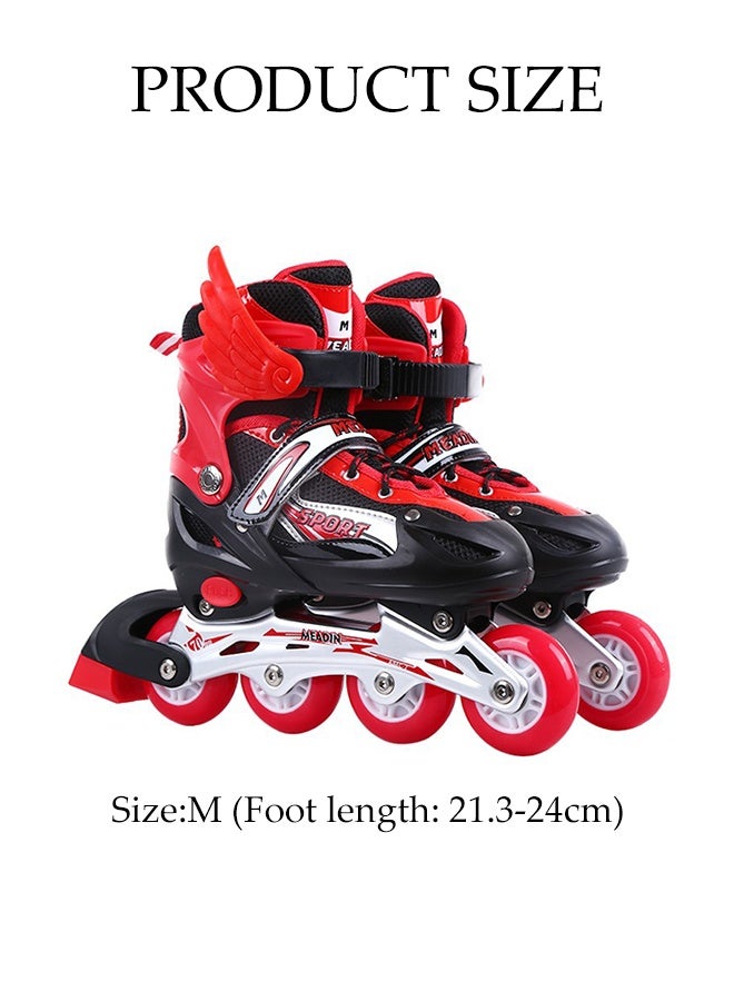 DUNISO Skating Shoes，Direct Skating Skates，Adjustable Inline Skates For Kids,Fun Flashing Beginner Inline Skates for Girls and Boys，Medium Size (Sizes 33-37)，Red - Image 2