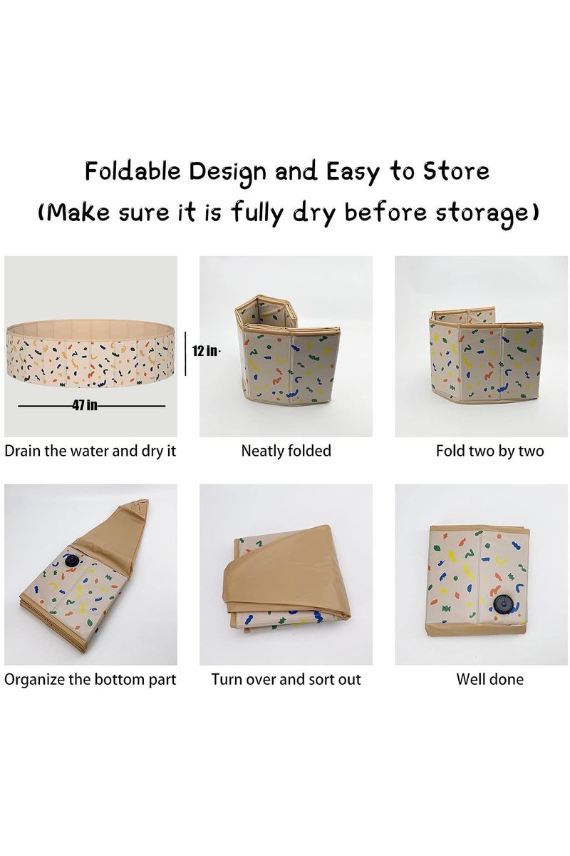 Flushrenic Kids Sand and Water Table - Foldable Ball Pit for Toddlers Game Room Portable Sandbox Pet Bathing Sensory Toy Play Activity Center Foldable Kiddie Pools 47x12 Inches - Image 3