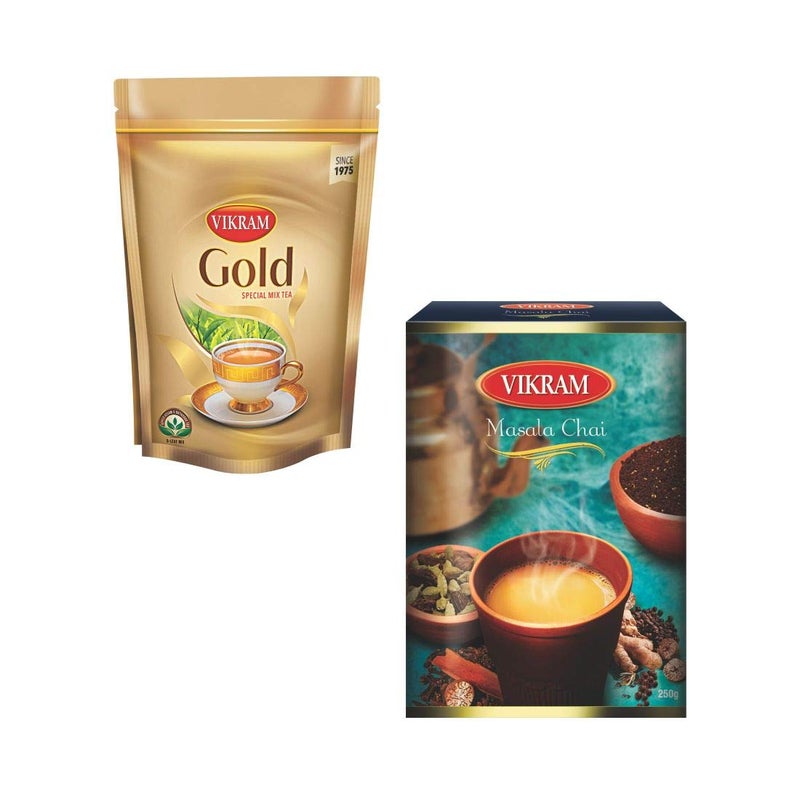 Vikram Exquisite Combo | Gold Special Mix Tea 1kg & Masala Chai 250gm - 1250g (Box of 2) - Image 1
