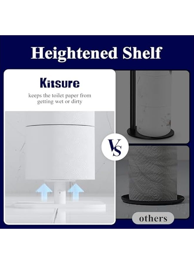 Free Standing Rustproof Metal Toilet Paper Stand for 4 Rolls with Anti-Slip Base, Phone Shelf, Bathroom Organizers White. - Image 4