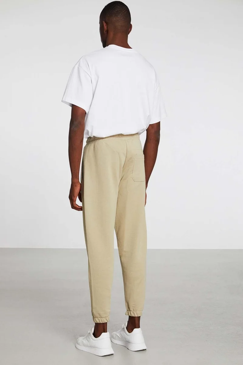 جريميلانج Irregular Men's Regular Fit Elastic Leg Diagonal Fabric Beige Sweatpants